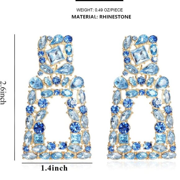 Chunky Geometric Rhinestone Dangle Earrings for Women - Bold Statement Jewelry - Picture 4 of 7